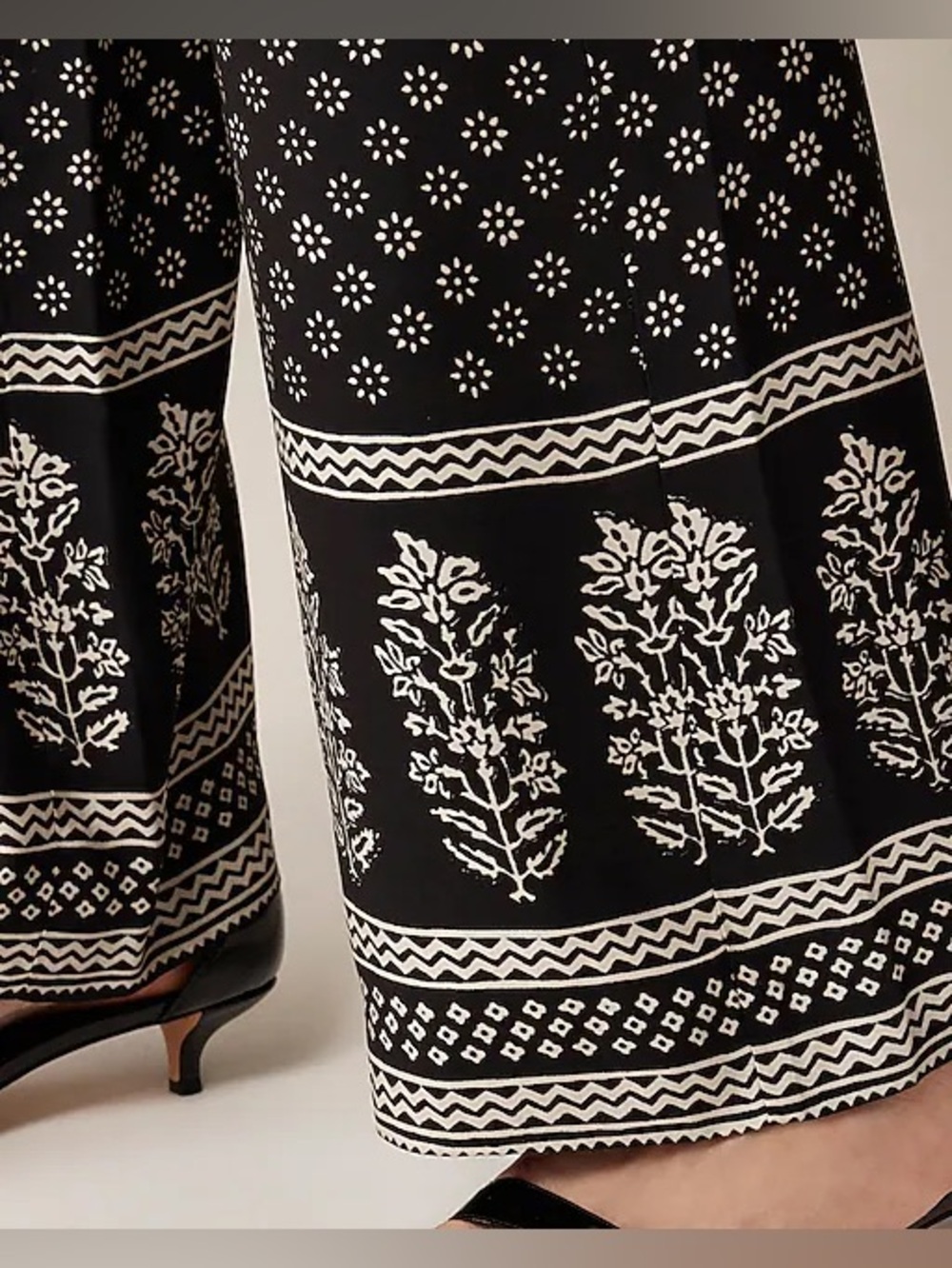 J. Crew Black and White Wide-Leg Printed Pants - Picture 2 of 8